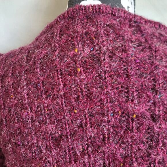 Harrington Square Plum Wool Blend Chunky Knit Open Cardigan Size M - Picture 9 of 10
